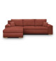 Canapé d'angle convertible - 5 places - INDIAN - Tissu velours côtelé Rouille - Coffre de rangement - 289 x 94/188 x 88 cm