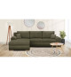 Canapé d'angle convertible - 5 places - INDIAN - Tissu velours côtelé Vert kaki - Coffre de rangement - 289 x 94/188 x 88 cm