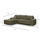 Canapé d'angle convertible - 5 places - INDIAN - Tissu velours côtelé Vert kaki - Coffre de rangement - 289 x 94/188 x 88 cm