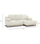 Canapé d'angle droit convertible - 3 places - MIKA - Tissu bouclettes écru - Coffre de rangement - 192 x 84 x 93 cm