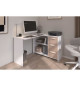 Bureau d'angle 3 tiroirs - ESSENTIEL - Décor Blanc / Chene - 121,2 x 74,5 x 111 cm - PARISOT