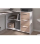 Bureau d'angle 3 tiroirs - ESSENTIEL - Décor Blanc / Chene - 121,2 x 74,5 x 111 cm - PARISOT