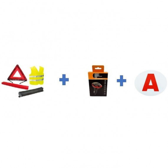 Pack sécurité - HTC EQUIPEMENT - Jeunes conducteurs -  1 gilet de sécurité + 1 triangle, 1 transmetteur fm, 1 disque électros…