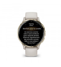 Montre GPS connectée Venu 3S GARMIN, 30,4mm (1,2), Acier Soft Gold, boîtier ivoire et bracelet en silicone ivoire