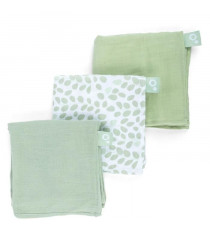 Lot de 3 langes - DOOMOO - Gaze de coton biologique - Certifié oeko-Tex - Vert