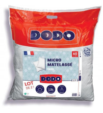 DODO - Lot de 2 oreillers - MICRO MATELASSE - 60 x 60 cm - Blanc