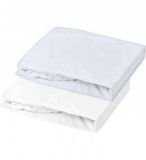 Lot 2 drap housse - P'TIT DODO - Jersey - 70 x 140 cm - Blanc / Light blue