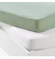 Lot 2 drap housse - P'TIT DODO - Jersey - 70 x 140 cm - Blanc / Vert gris