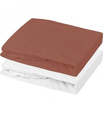 Lot 1 alese + 1 drap housse - P'TIT DODO - 70 x 140 cm - Blanc / Tomette