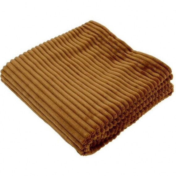 Couverture boudoir - DOMIVA - Caramel - 75 x 100 cm - Velours côtelé, douce et chaude