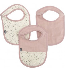 Lot x3 bavoirs - DOMIVA - 0-6 mois - Gaze de coton - Vieux rose