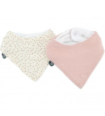 Lot x2 bavoirs bandana - DOMIVA - TU - Mousseline - Vieux rose pois