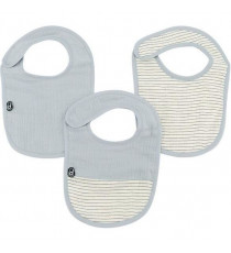 Lot x3 bavoirs - DOMIVA - 0-6 mois - Gaze de coton - Bleu vintage