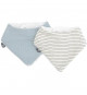 Lot de 2 bavoirs bandana - DOMIVA - TU - Mousseline - Bleu Vintage Rayures