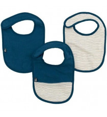 Lot x3 bavoirs - DOMIVA - 6-12 mois - Gaze de coton - Indigo