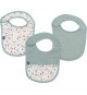 Lot x3 bavoirs - DOMIVA - 0-6 mois - Gaze de coton - Celadon