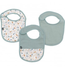 Lot x3 bavoirs - DOMIVA - 0-6 mois - Gaze de coton - Celadon