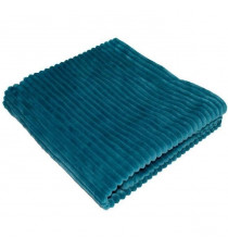 Couverture boudoir - DOMIVA - Paon - 75 x 100 cm - Velours côtelé, douce et chaude