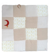 Tapis d'éveil - DOMIVA - Honey Moon - Patchwork - Anneau en bois et lune décorative