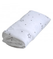 Drap housse imperméable - DOMIVA - 60 x 120 cm - Blanc imprimé étoiles gris