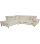 Canapé d'angle convertible - 4 places - WESTON - Velours côtelé beige - Tetieres réglables - 259 x 227 x 77/92 cm