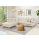 Canapé d'angle convertible - 4 places - WESTON - Velours côtelé beige - Tetieres réglables - 259 x 227 x 77/92 cm