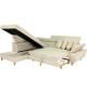 Canapé d'angle convertible - 4 places - WESTON - Velours côtelé beige - Tetieres réglables - 259 x 227 x 77/92 cm