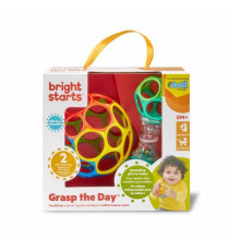 BRIGHT STARS Coffret cadeau de naissance O'Ball avec 2 jouets bébé: un hochet et une O Ball Classique rouge, jaune bleu et vert