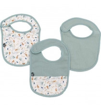 Lot x3 bavoirs - DOMIVA - 6-12 mois - Gaze de coton - Celadon