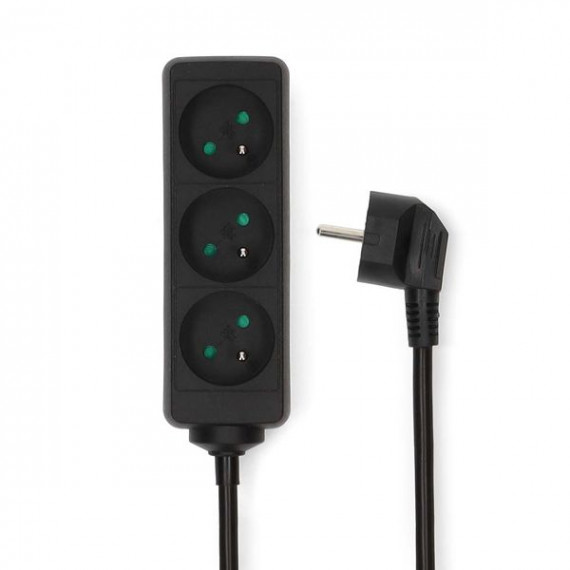 NEDIS - Bloc 3 prises avec interrupteur - ESOC315E1BK